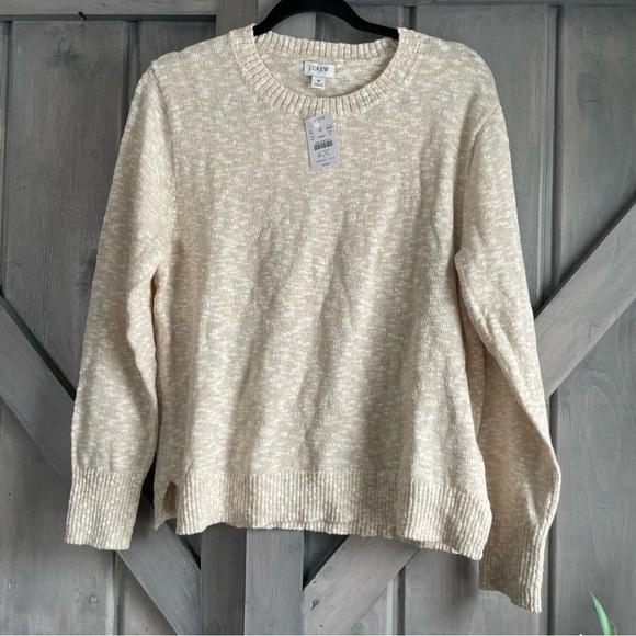 J. Crew Factory Tops - J. Crew Light Khaki Oatmeal Tan Cream Knit Pullover Size M